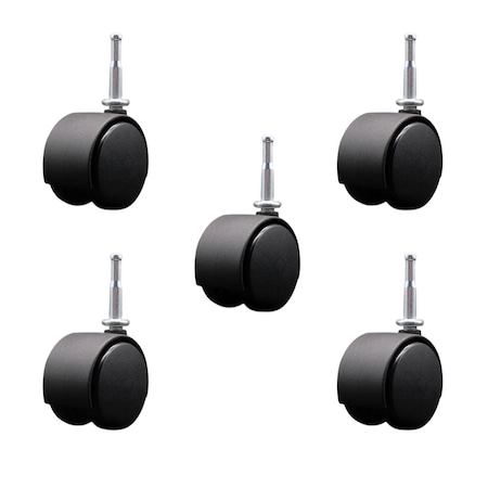 Service Caster 2-3/8'' Chair Casters Nylon Hood Twin Wheel 5/16'' Grip Neck Stem, 5PK SCC-GN02S60-NYS-5